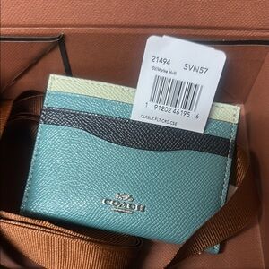 Coach Teal and Cream Card Holder
